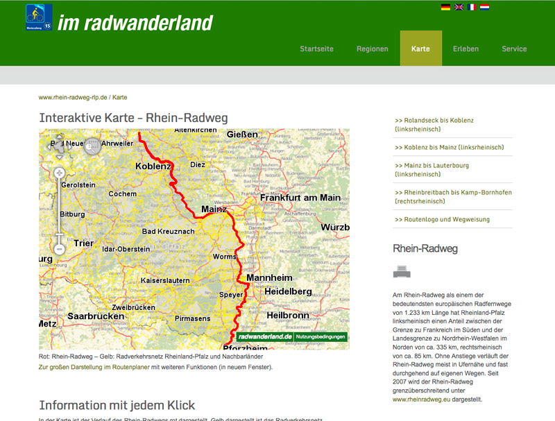 Screenshot Rheinradweg